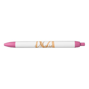 Caneta Preta simples adicionar nome monograma laranja marrom th