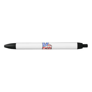 Caneta Preta Sinal de Paz de Bandeira Americana T-Shirt Quarto 
