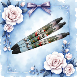 Caneta Preta Skeleton Christmas Elf – Creepy Cute Dark Holiday 