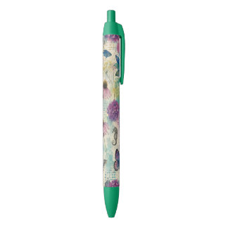 Caneta Preta Sonho Aquático Floral Vibrante