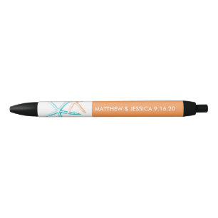 Caneta Preta Starfish magro   Caribe Azul e Laranja