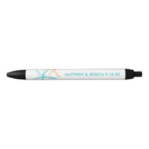 Caneta Preta Starfish magro   Caribe Azul e Laranja