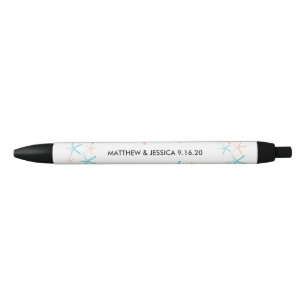 Caneta Preta Starfish magro   Caribe Azul e Laranja