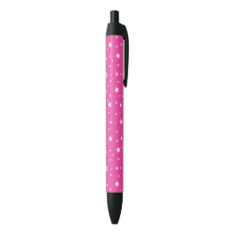 Caneta Preta Stars pattern Pink