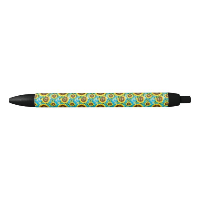 Caneta Preta Sunflower Bright Summer Nature Flora (Frente)