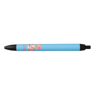 Caneta Preta T-Rex Dino Cor-De-Rosa Tinta Com Nome Para Criança