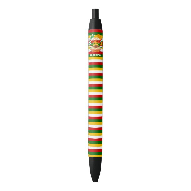 Caneta Preta Tajikistan Flag Cute Patriotic Black Ink Pen (Frente Vertical)