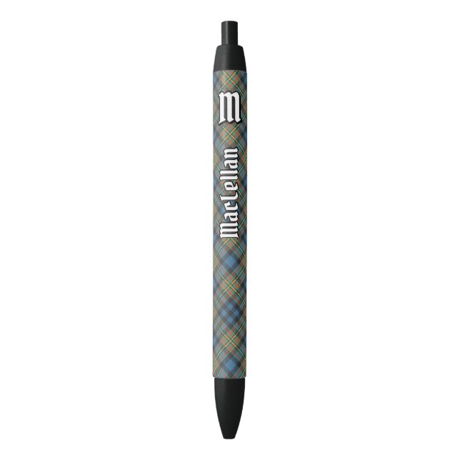 Caneta Preta Tartan Antigo do Clã MacLellan (Frente Vertical)