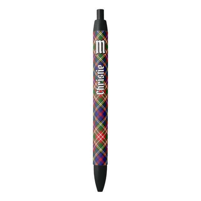 Caneta Preta Tartan do Clã Christie (Frente Vertical)
