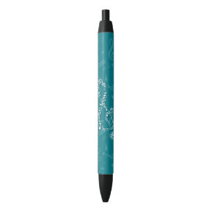 Caneta Preta Teal and White Treble Clef Music Notes