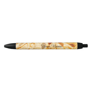 Caneta Preta tecidos da dobra, reflexo dourado