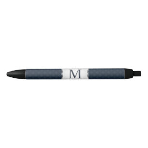 Caneta Preta Teste padrão azul escuro - o monograma elegante