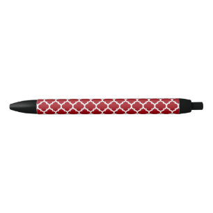 Caneta Preta Teste padrão branco vermelho #5 de Quatrefoil do