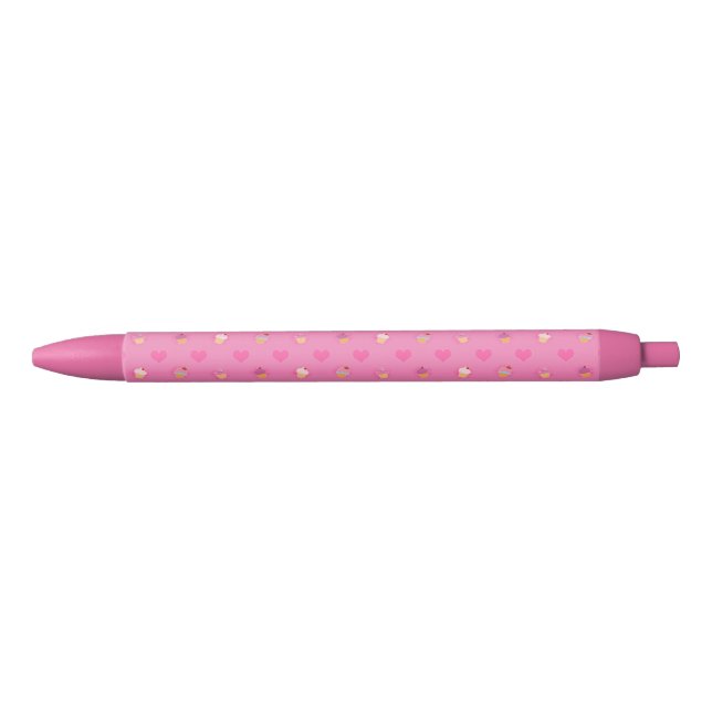 Caneta Preta Teste padrão cor-de-rosa do cupcake (Frente)
