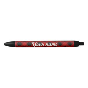 Caneta Preta Teste padrão da xadrez - vermelho e preto