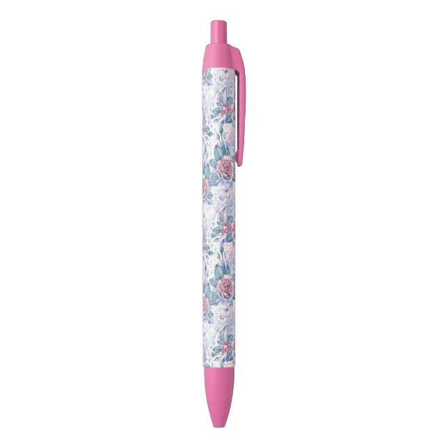 Caneta Preta Teste padrão do rosa do rosa & do azul (parte de inferior (Vertical))