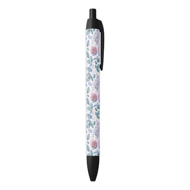 Caneta Preta Teste padrão dos cristais & dos rosas do unicórnio (parte de inferior (Vertical))