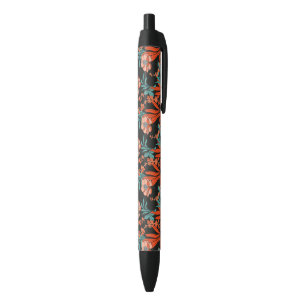 Caneta Preta Teste padrão floral abstrato da laranja