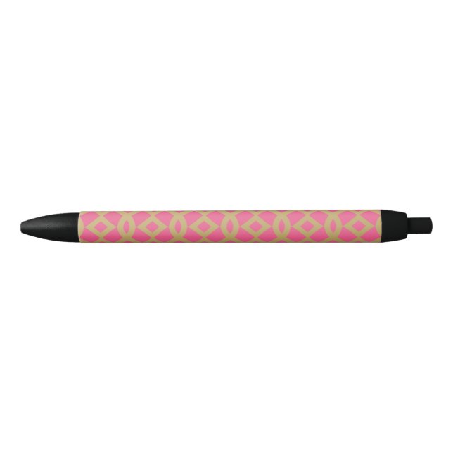 Caneta Preta Teste padrão moderno Dourado e cor-de-rosa da (Frente)