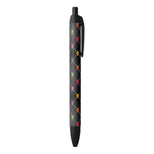 Caneta Preta Teste padrão multicolorido com crânios