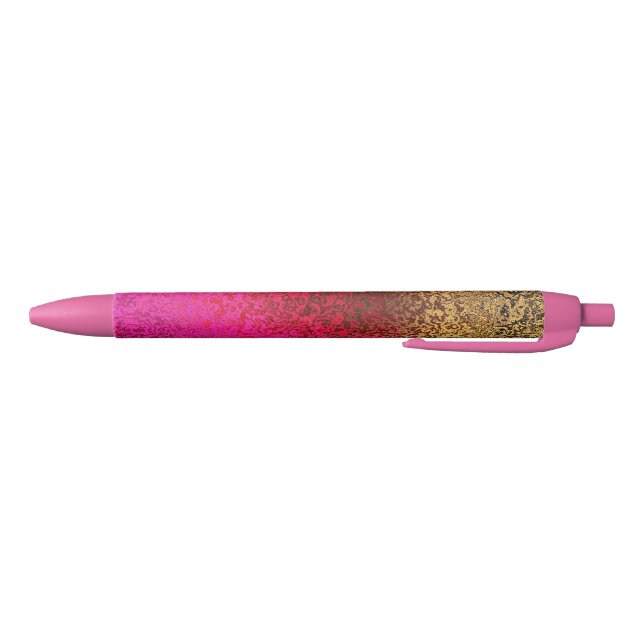 Caneta Preta Teste padrão rosa vermelha e do ouro (Parte Inferior)