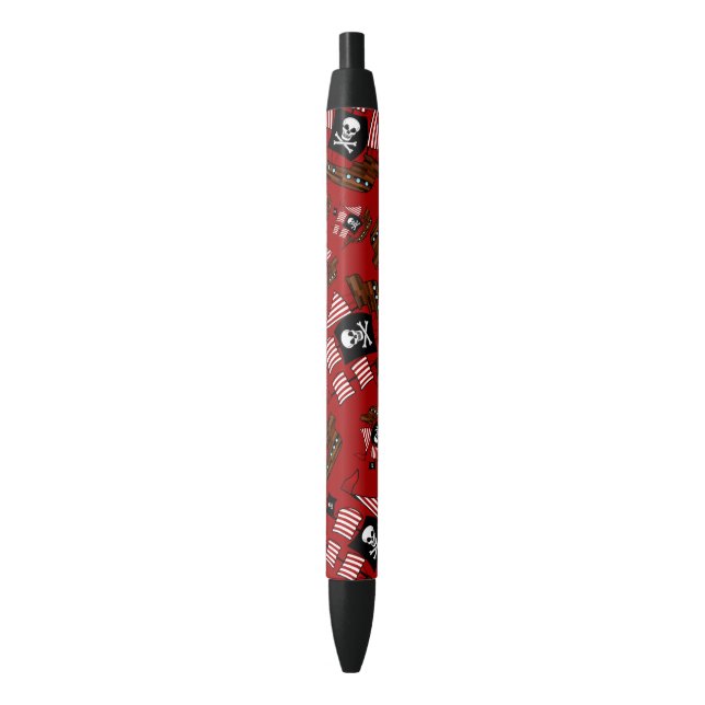Caneta Preta Teste padrão vermelho do navio de pirata (Frente Vertical)