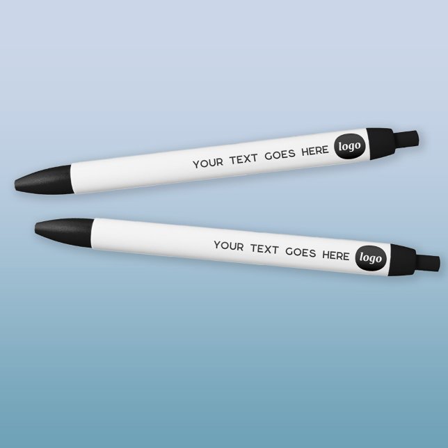 Caneta Preta Texto do Logotipo Promocional Empresarial (Logo and text custom business promotional ink pen)