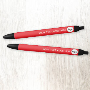 Caneta Preta Texto do Logotipo Vermelho de Negócios de Marcas P