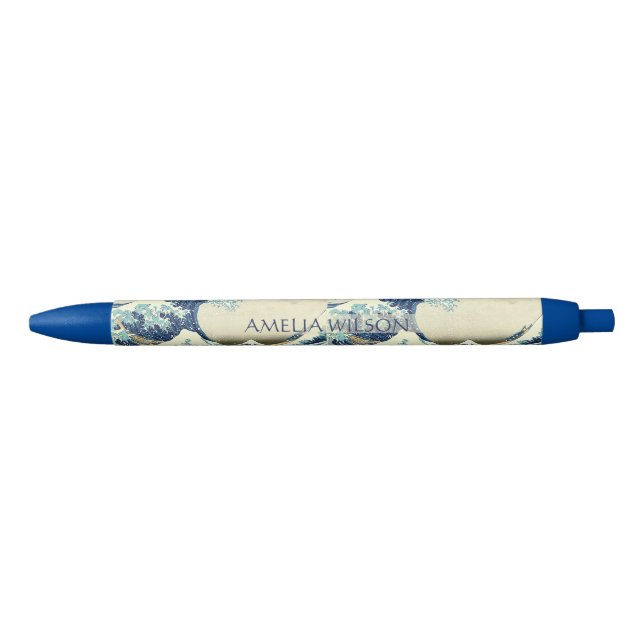 Caneta Preta The Great Wave – Katsushika Hokusai – Custom Text  (Frente)