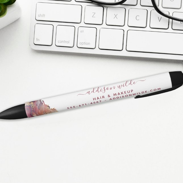 Caneta Preta Tinta Aquosa de Arte Moderna Roxa e Dourada (Criador carregado)