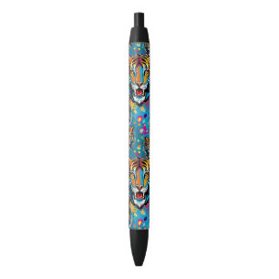 Caneta Preta Tinta de cores Arco-íris Cabeça de Tigre