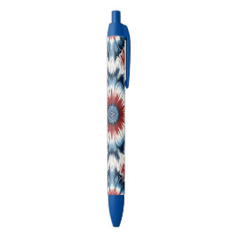 Caneta Preta Tinta Tie-dye Vermelha, Branca e Azul