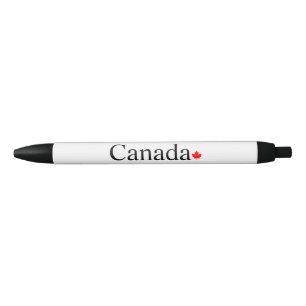 Caneta Preta Tipografia do Canadá com texto personalizado folha