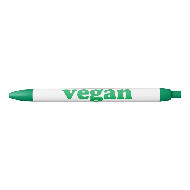 Caneta Preta Tipografia moderna branca e verde do Vegan (Frente)