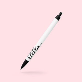 Caneta Preta Tipografia Moderna Personalizada com o Nome da Sua