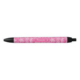 Caneta Preta Tóile de jouy, rosa-quente, elegante
