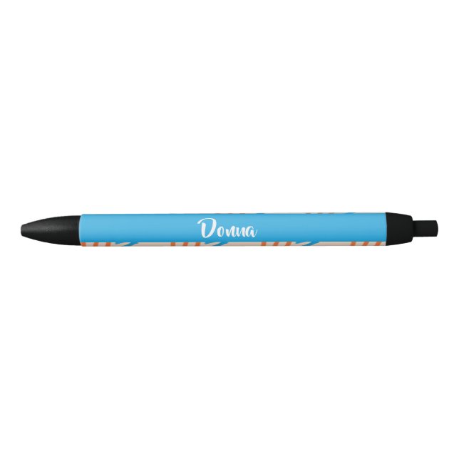 Caneta Preta Traços de tinta com nome personalizado com padrão (Frente)