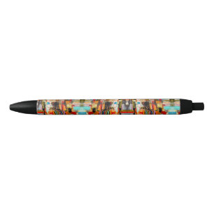 Caneta Preta Travesseira decorativa de pintura abstrata colorid