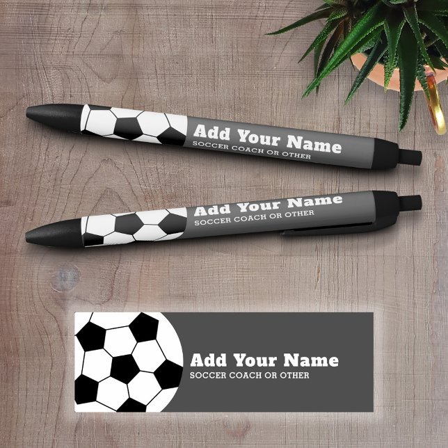 Caneta Preta Treinador de Bola ou Professor - Desenho Moderno (Personalized Writing Pens - add your name, monogram or other text)