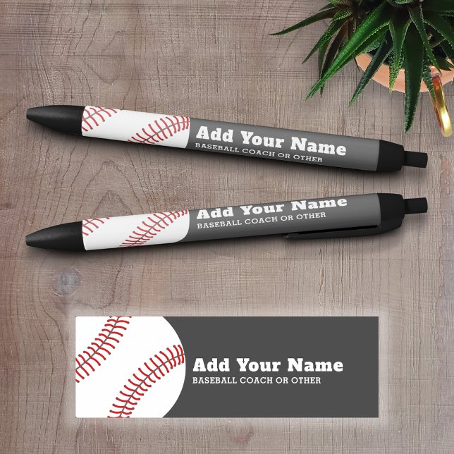 Caneta Preta Treinador em Baseball ou Professor - Desenho Moder (Personalized Writing Pens - add your name, monogram or other text)