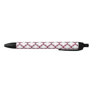 Caneta Preta Trellis branca e vermelha, lete, quatrefoil