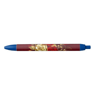 Caneta Preta Três Rosas de joalharia