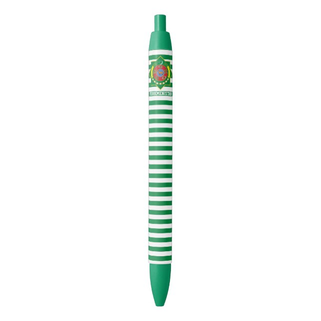 Caneta Preta Turkmenistan Flag Cute Patriotic Black Ink Pen (Frente Vertical)