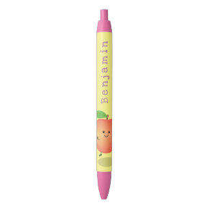 Caneta Preta Um desenho animado amarelo de pêssego bonito