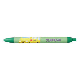 Caneta Preta Um desenho animado de ônibus escolar amarelo boni