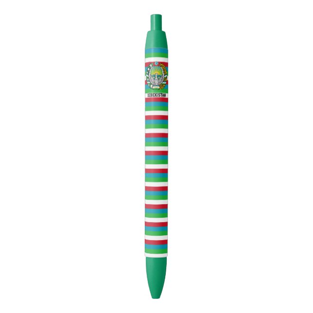 Caneta Preta Uzbekistan Flag Cute Patriotic Black Ink Pen (Frente Vertical)