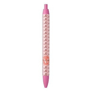 Caneta Preta Vedante De Salmão Rosa Monograma, Nome Personaliza