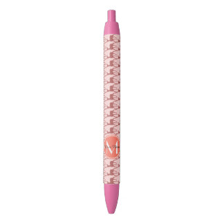 Caneta Preta Vedante De Salmão Rosa Monograma, Nome Personaliza