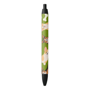 Caneta Preta Verde-Padrão de Corgi Cute