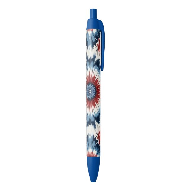 Caneta Preta Vermelho, Branco e Azul Tie-dye (parte de inferior (Vertical))